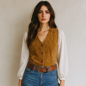 Vintage 1990s Siena Studio Suede Leather Vest L/XL